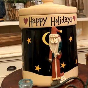 Midnight Santa Cookie Jar Certified By Becca Barton 10" tall